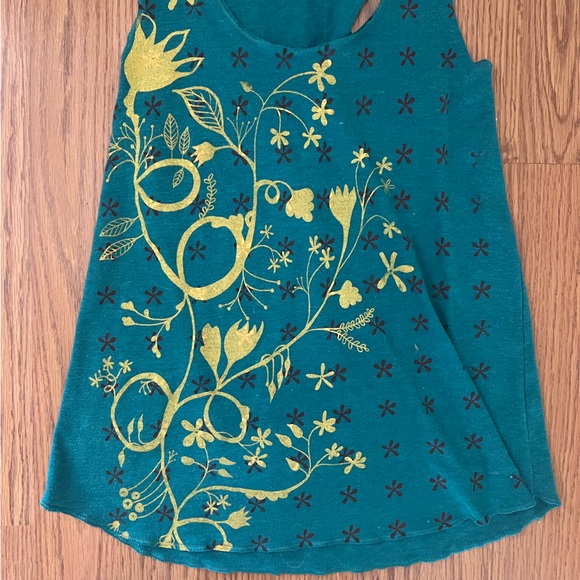 SuperMaggie Vintage Women’s Green Boho Floral Tank Top Oversized Size Small - Picture 2 of 11